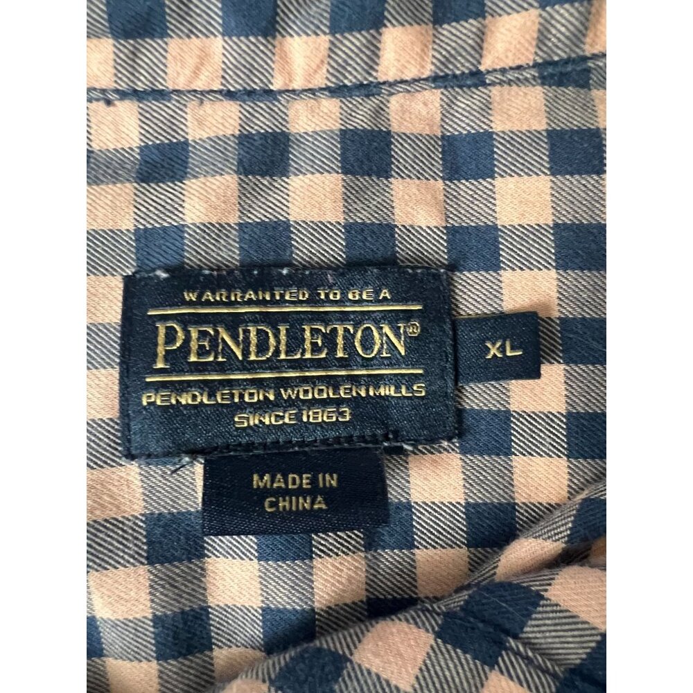 Sold| Pendleton Womens XL Navy & orange Checkered Button-Up Shirt - Picture 3 of 9